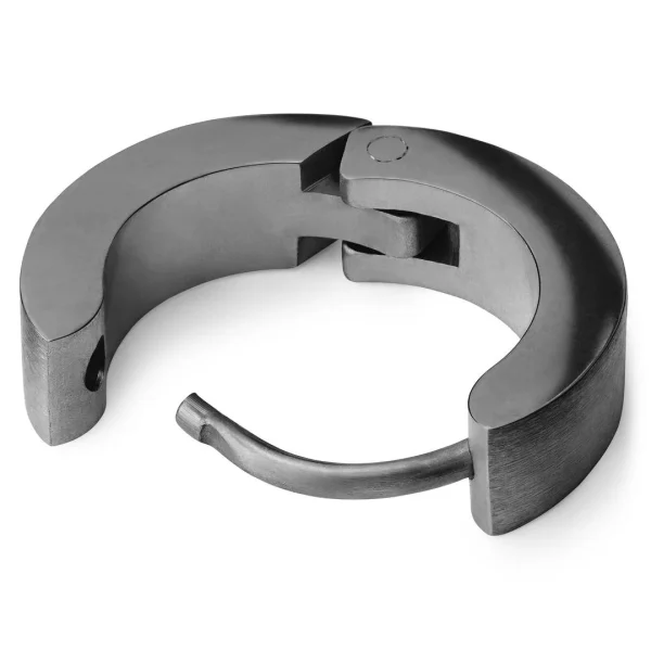 Fort Tempus Boucle D’oreille Ronde En Métal Noir à Zircone à Facettes 3
