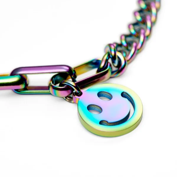 Lucleon Bracelet Amager Clarke Arc-en-ciel à Maille Torsadée Et Maille Gourmette Avec Pendentif Smiley 4