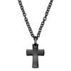 Lucleon Collier à Pendentif Croix Et Bords Incurvés En Acier Inoxydable Gris Gunmetal 19