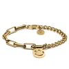 Lucleon Bracelet Amager Clarke Doré à Maille Torsadée Et Maille Gourmette Avec Pendentif Smiley 22