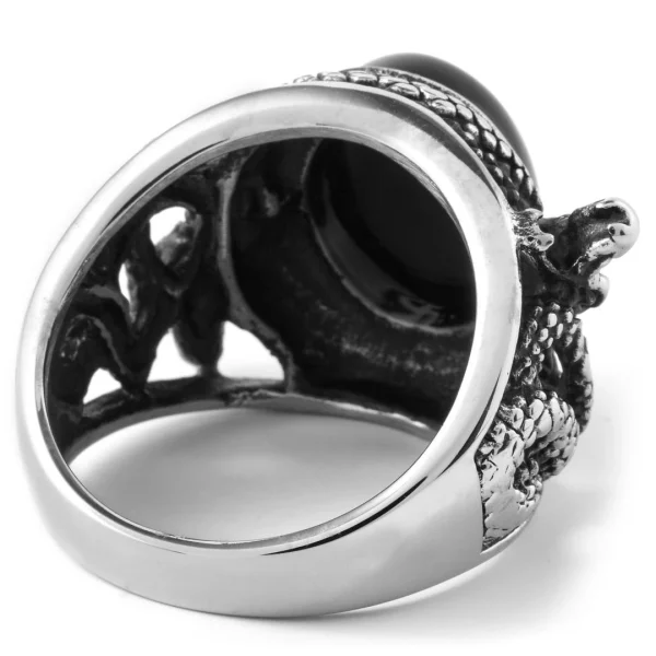Fort Tempus Bague Serpent En Acier & Pierre Noire 3