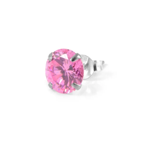 Lucleon Boucle D’oreille Ronde Et Rose En Zircone – 6 Mm 1