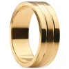 Lucleon Ferrum | Anneau à Double Rainure En Acier Inoxydable Doré Brossé Et Poli – 8 Mm 22