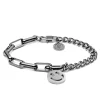 Lucleon Bracelet Amager Clarke Argenté à Maille Torsadée Et Maille Gourmette Avec Pendentif Smiley 20