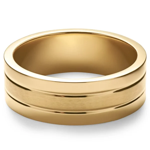 Lucleon Ferrum | Anneau à Double Rainure En Acier Inoxydable Doré Brossé Et Poli – 8 Mm 6