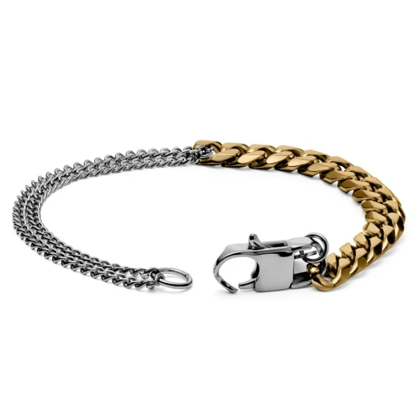Lucleon Bracelet En Acier Couleur Argent Et Or Carlos Amager à Double Maille Gourmette 3