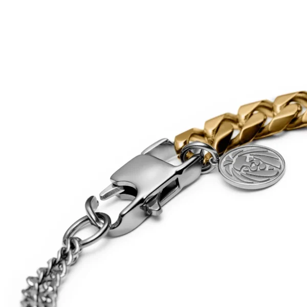 Lucleon Bracelet En Acier Couleur Argent Et Or Carlos Amager à Double Maille Gourmette 4