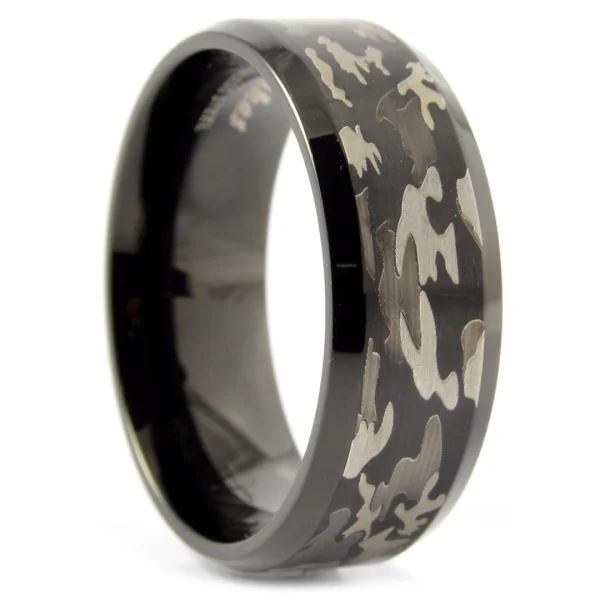 Fort Tempus Anneau Camouflage Noir En Acier 1