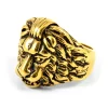 SteelCZ Chevalière Acier Doré Lion 20