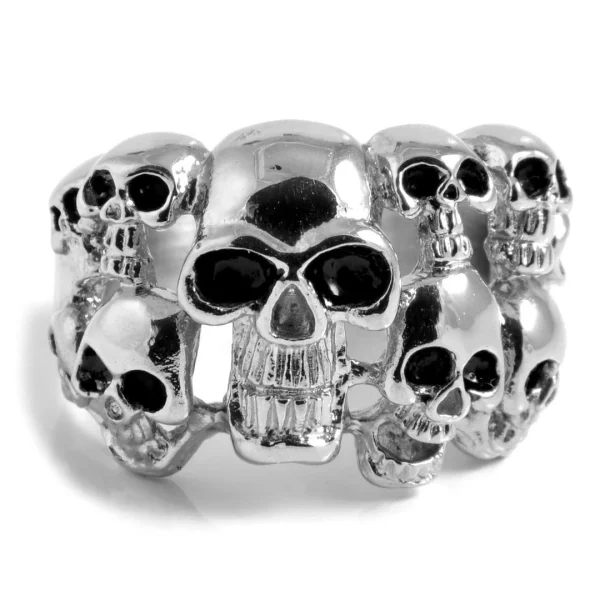 SteelCZ Bague En Acier Multi-têtes De Mort 3