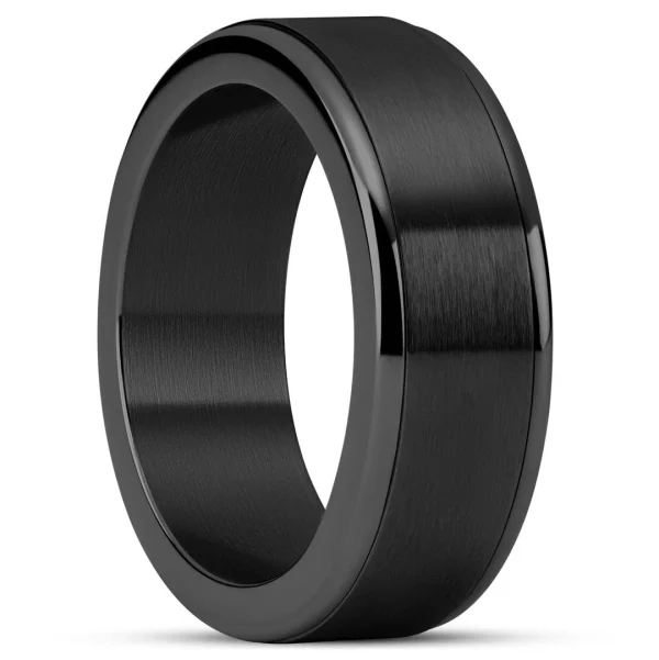 Seizmont Enthumema | Anneau Anti-stress En Acier Inoxydable Noir Brossé – 8 Mm 1