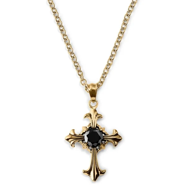 Lucleon Collier à Croix Gothique Dorée 1