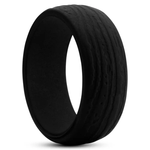 Lucleon Anneau En Silicone Noir à La Surface Texturée 1