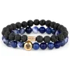 Lucleon Bracelet Miro En Agate Bleue Et Pierres De Lave 16
