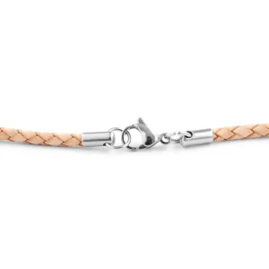 Collin Rowe Collier En Cuir Crème Tressé 3 Mm 10
