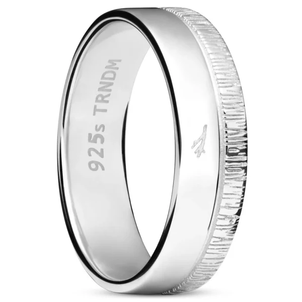 Sidegren Anneau Adrian En Argent Sterling 925 Poli Et Texturé 1