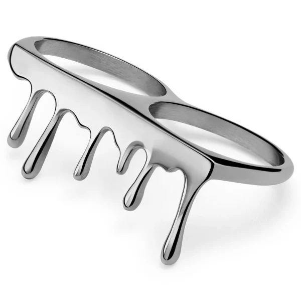 Otsu Fahrenheit | Double Bague En Métal Argenté 1