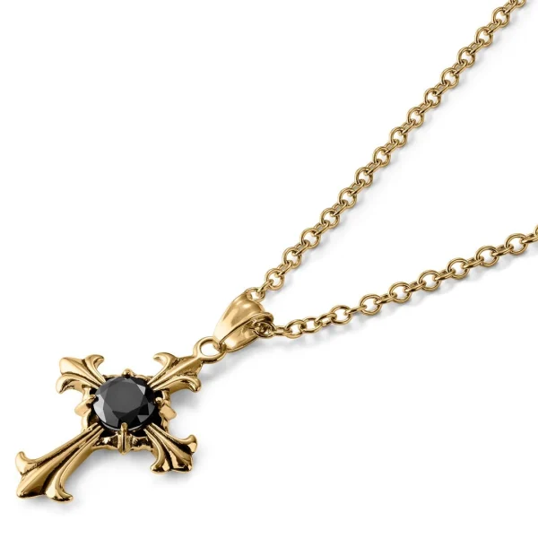 Lucleon Collier à Croix Gothique Dorée 3