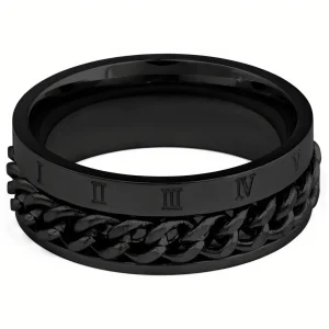 Lucleon Bague à Chaîne Romaine Noire 6