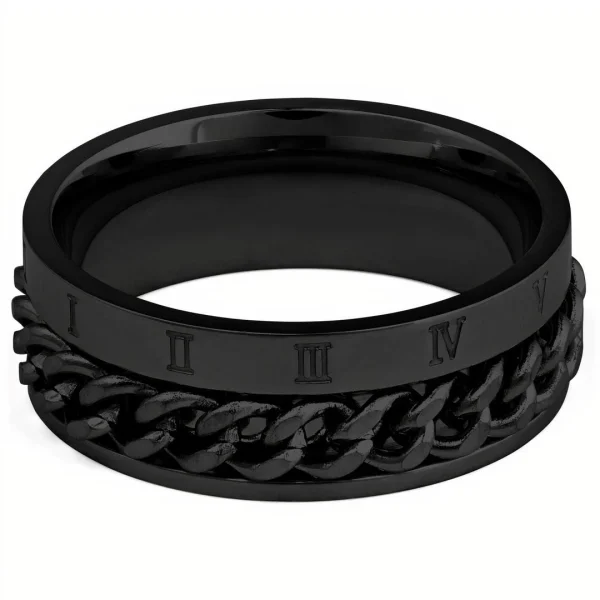 Lucleon Bague à Chaîne Romaine Noire 3