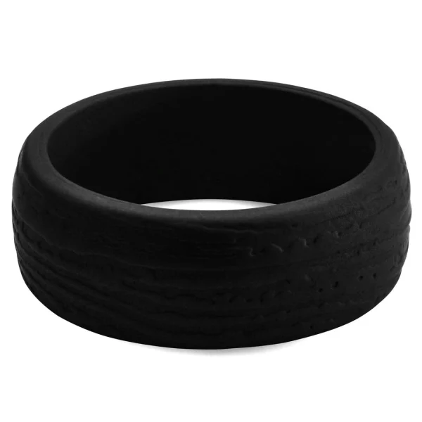 Lucleon Anneau En Silicone Noir à La Surface Texturée 3