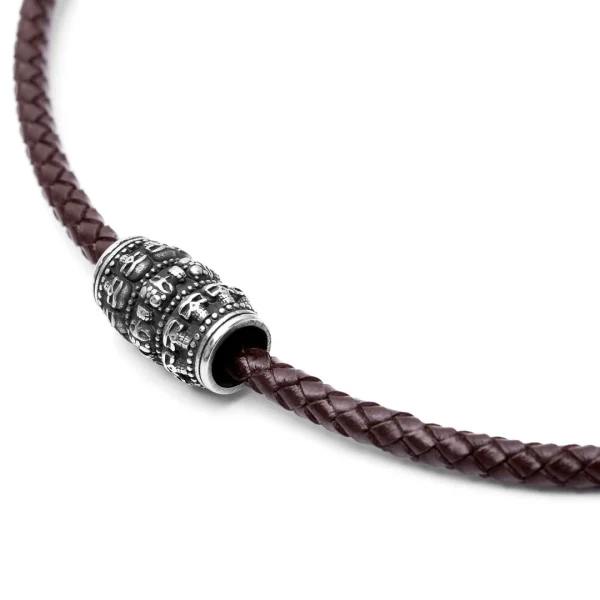 Fort Tempus Collier En Cuir Marron Et Pendentif Tête De Mort 3
