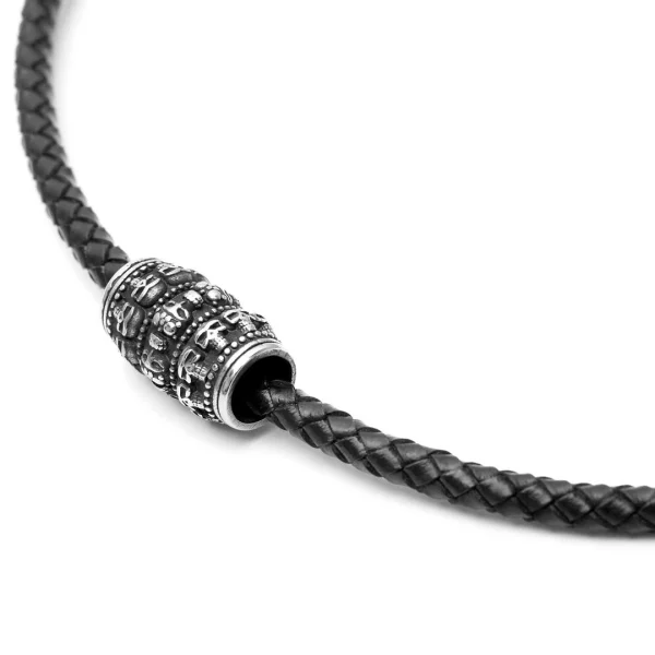 Fort Tempus Collier En Cuir Noir Et Pendentif Motif Tête De Mort 3