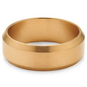 Lucleon Ferrum | Anneau à Bords Biseautés En Acier Inoxydable Doré Brossé – 8 Mm 16