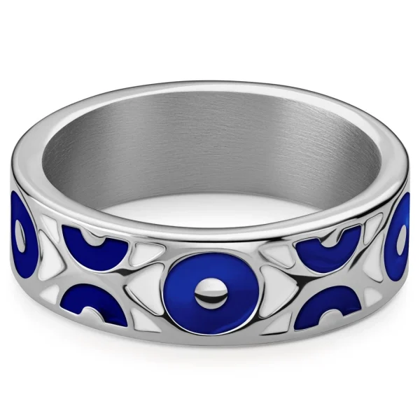 Waykins Evil Eye | Anneau En Acier Inoxydable Bleu Foncé 7 Mm 3