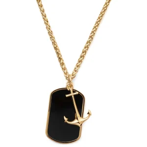 Lucleon Collier Tadd Doré Avec Ancre Et Plaque Militaire 14
