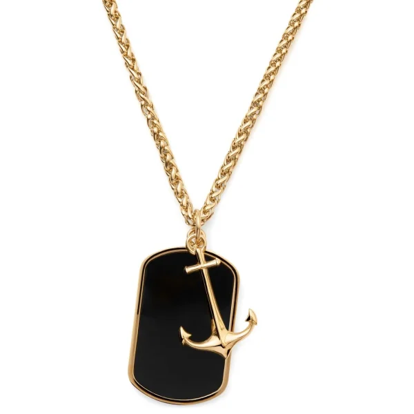 Lucleon Collier Tadd Doré Avec Ancre Et Plaque Militaire 5