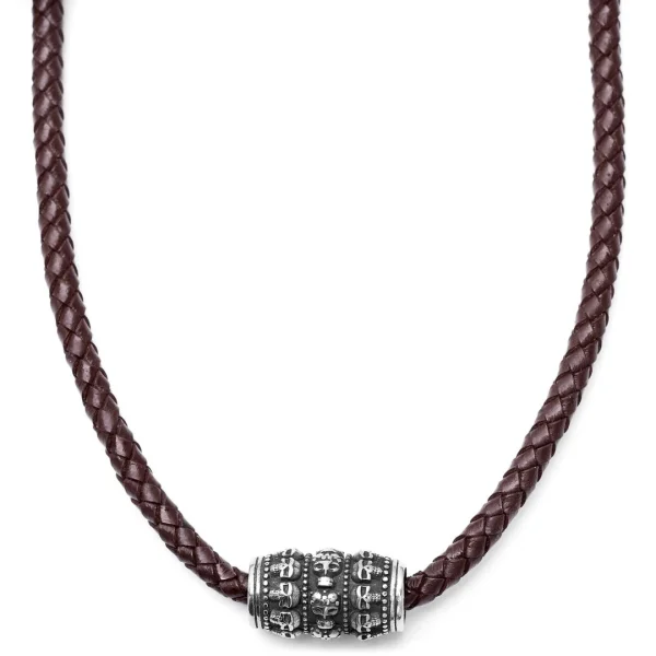 Fort Tempus Collier En Cuir Marron Et Pendentif Tête De Mort 1