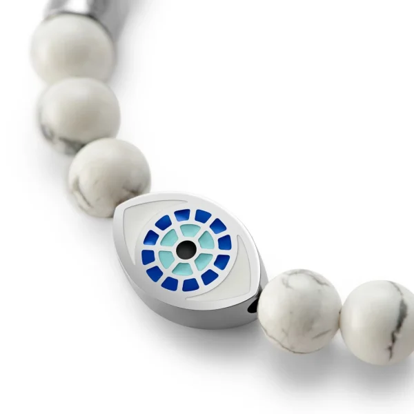 Waykins Evil Eye | Bracelet En Perles D’howlite Avec Pendentifs Argentés – 6 Mm 4