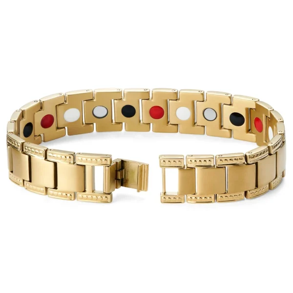 Lucleon Bracelet Magnétique En Titane Doré 3