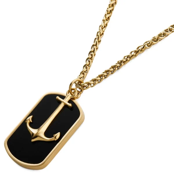 Lucleon Collier Tadd Doré Avec Ancre Et Plaque Militaire 4