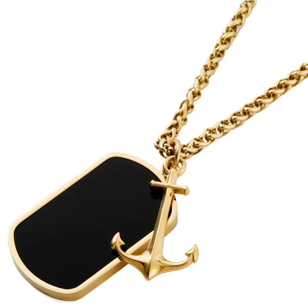 Lucleon Collier Tadd Doré Avec Ancre Et Plaque Militaire 3
