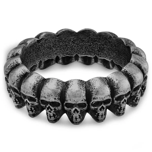 Lucleon Aspero | Bague Avec Crânes En Acier Inoxydable Gris 8 Mm 3