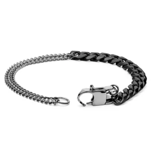 Lucleon Bracelet En Acier Argenté Et Bronze Gunmetal Carlos Amager à Double Maille Gourmette 10