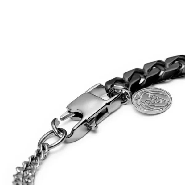 Lucleon Bracelet En Acier Argenté Et Bronze Gunmetal Carlos Amager à Double Maille Gourmette 4