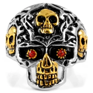 SteelCZ Bague Acier Thème Squelette Alo 8