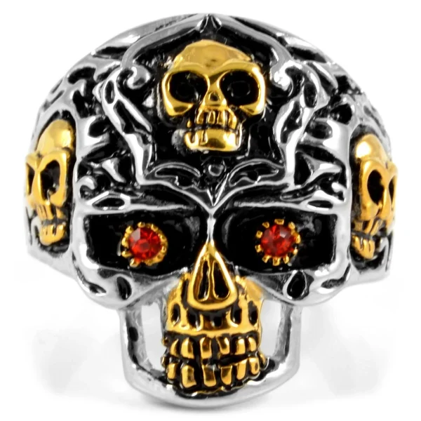 SteelCZ Bague Acier Thème Squelette Alo 3