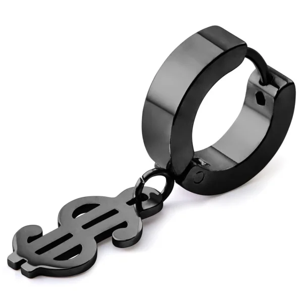 Otsu Boucle D’oreille Noire Floyd à Pendentif Dollar 1