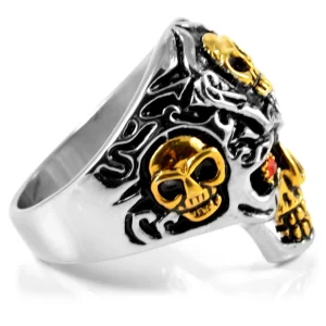SteelCZ Bague Acier Thème Squelette Alo 10