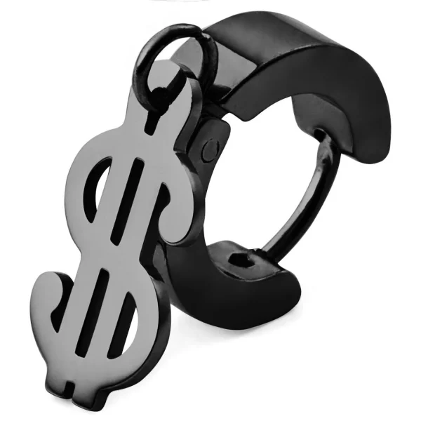 Otsu Boucle D’oreille Noire Floyd à Pendentif Dollar 4