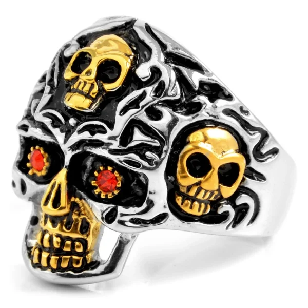 SteelCZ Bague Acier Thème Squelette Alo 1