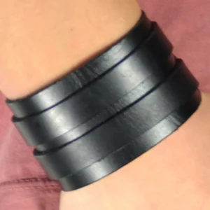 Collin Rowe Bracelet En Cuir Noir élégant à 2 Bandes 12