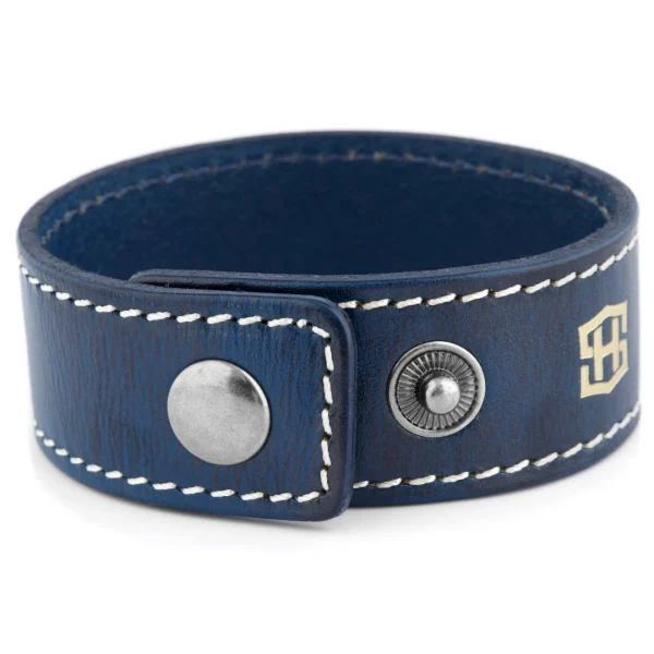 Salt & Hide Bracelet En Cuir Bleu Reeve 3