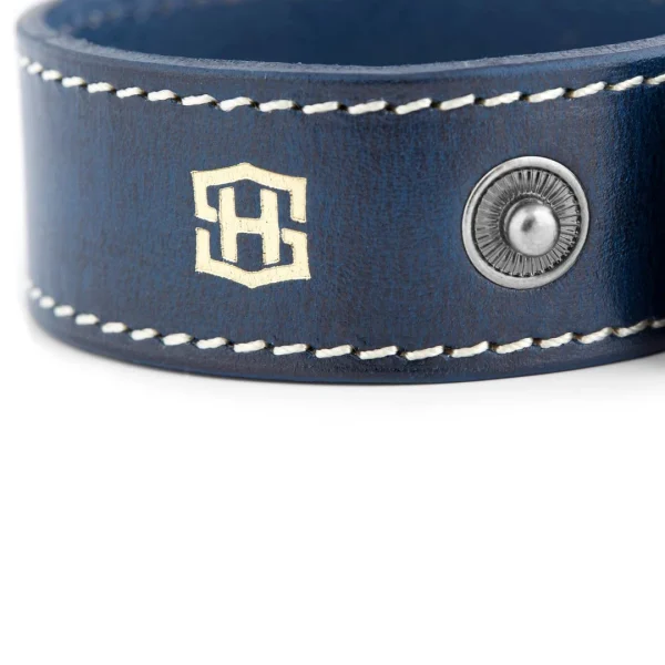 Salt & Hide Bracelet En Cuir Bleu Reeve 4