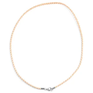 Collin Rowe Collier En Cuir Crème Tressé 3 Mm 14
