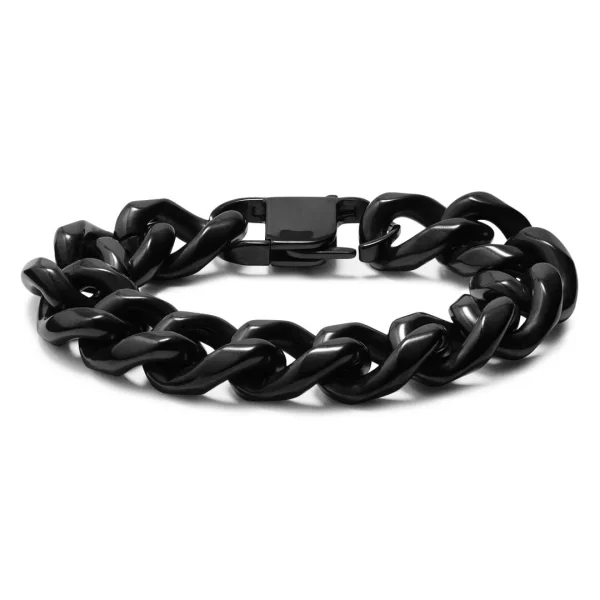 Lucleon Gourmette Noire En Acier 18 Mm 1